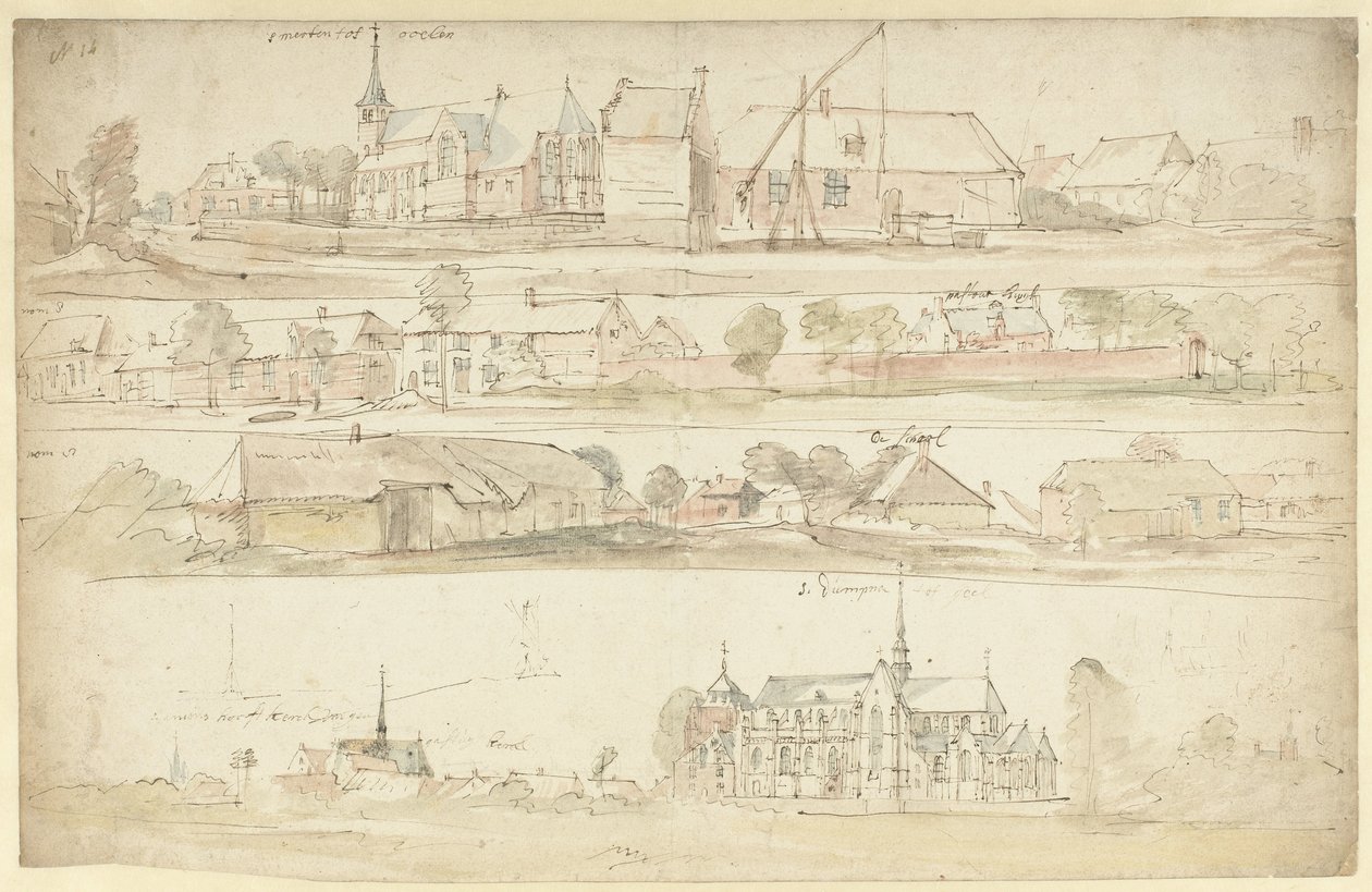 Four Views of Olen and Geel in Flanders by Anonymous