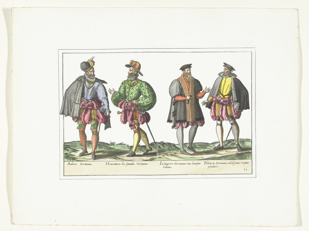 Four Men Dressed in German Fashion, ca. 1580 Costumes Allemands (title on object) by Anonymous