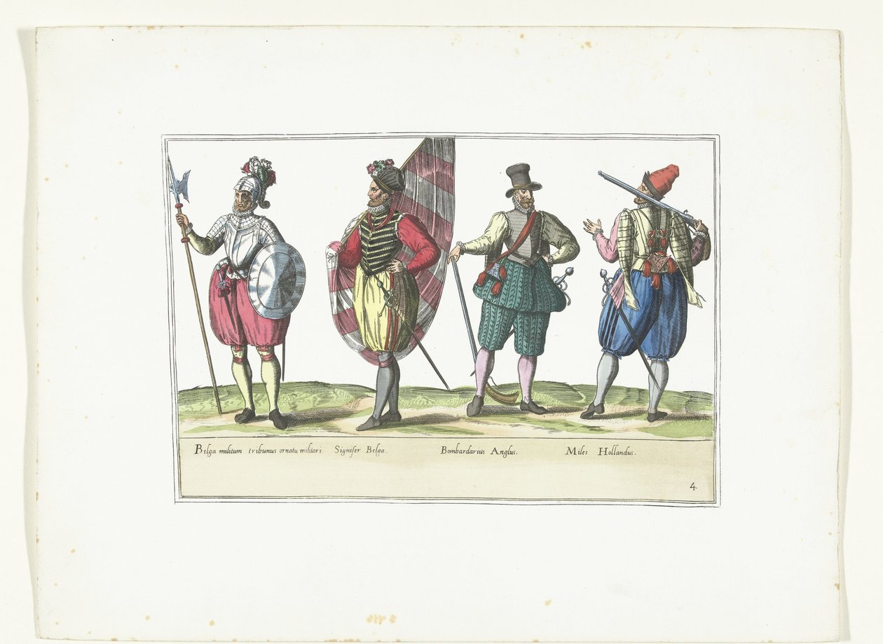 Four Soldiers in Uniforms According to the Fashion in the Netherlands and England, ca. 1580 by Anonymous