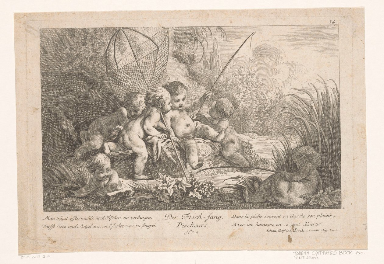 Fishing Putti, Der Fisch-fang / Pescheurs by Anonymous