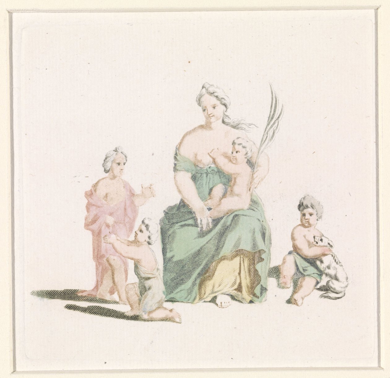 Woman with Child on Lap and Palm Branch in Hand by Anonymous