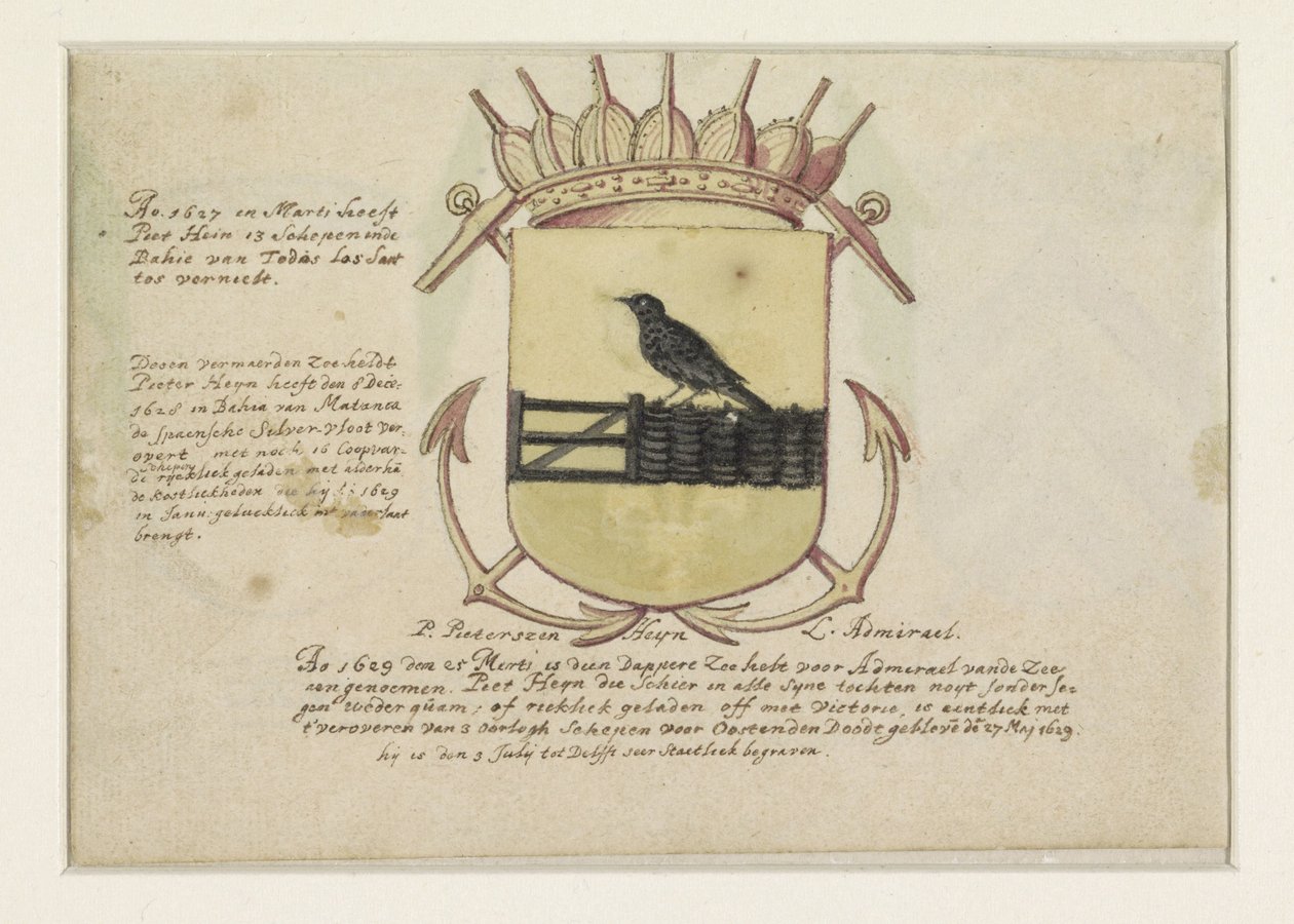Coat of Arms of Van Dorth and Admiral Jacob Willekens and an Empty Shield by Anonymous