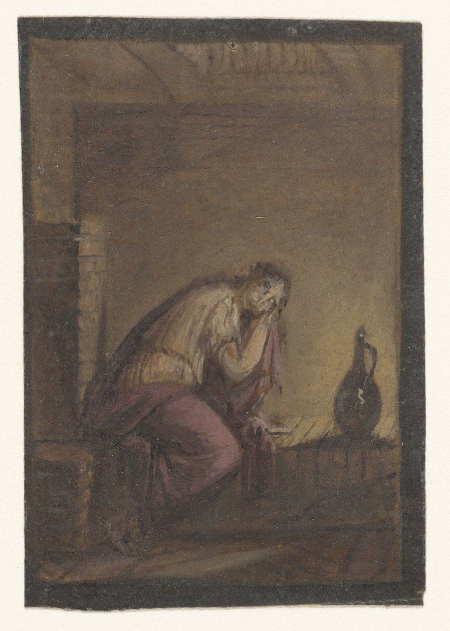 Sitting Woman with Jug by Anonymous
