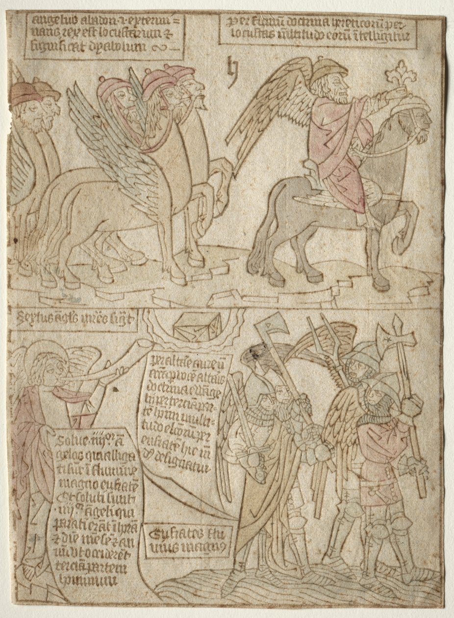 Page from the Apocalypse: The Locusts with the Angel of the Abyss and The Sixth Trumpet by Anonymous
