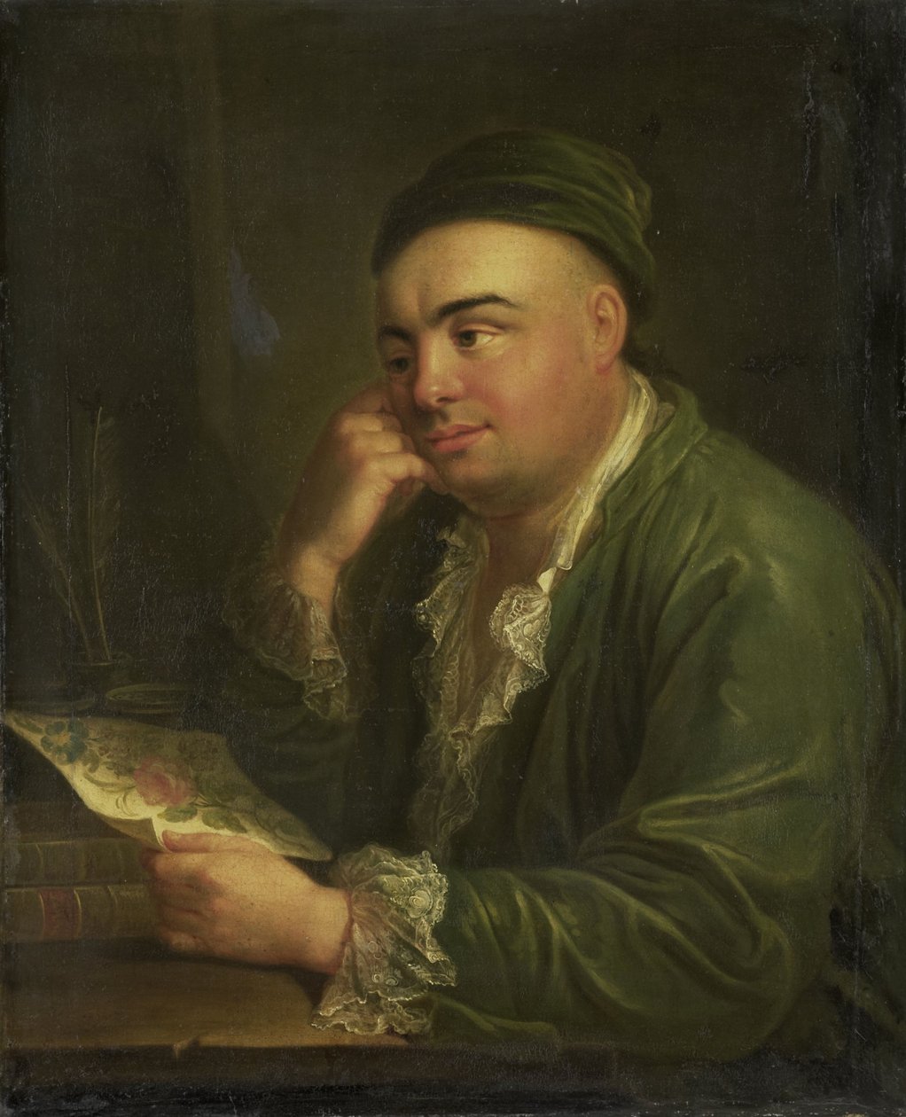 A Man with a Drawing of Flowers by Anonymous Anonymous