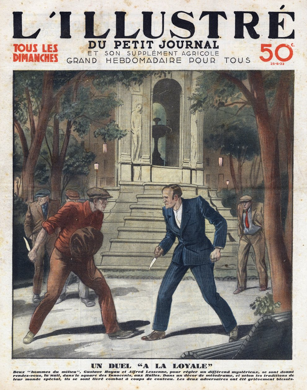 A fair duel: Gustave Hoyau and Alfred Lessene met at night in the square des Innocents aux Halles and fought with a knife by Anonymous Anonymous