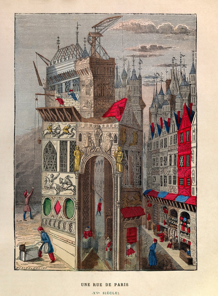 A street in Paris, 15th century - Private collection by Anonymous Anonymous
