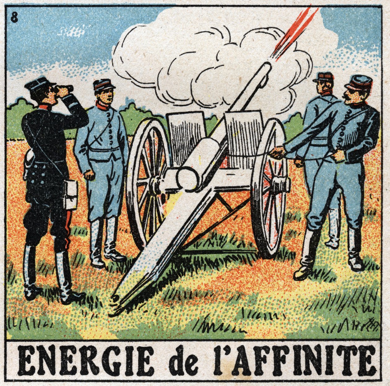 Affinity energy: gunners firing explosives. Anonymous illustration from 1925. Private collection. by Anonymous Anonymous