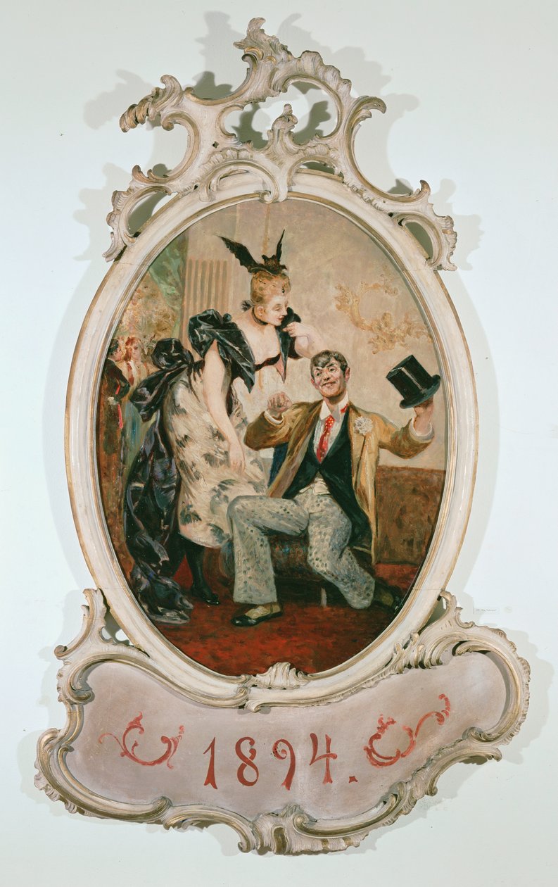 Alexander Girardi and Marie Geistinger as Doctor Falke and Rosalinde in Johann Strauss