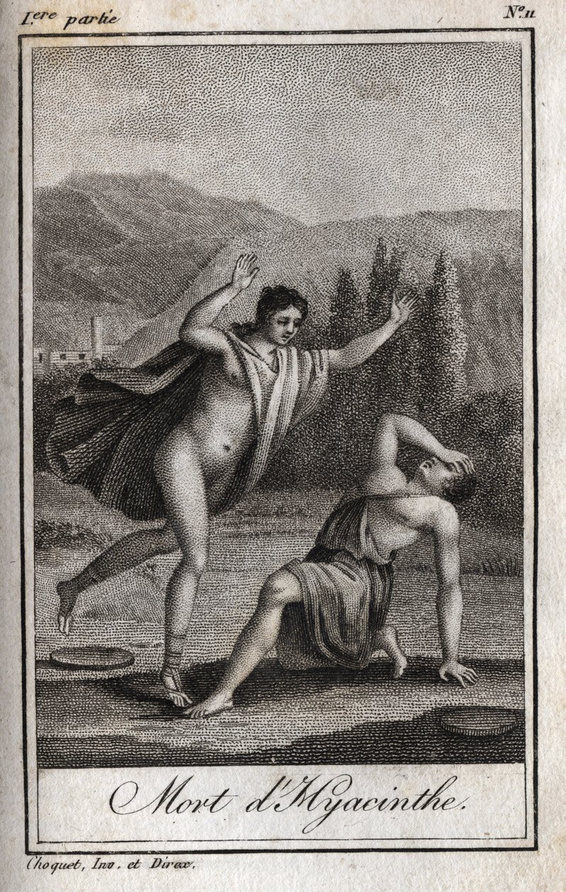 Apollo and Hyacinthos (Death of Hyacinthe) Engraving of 1819 in 