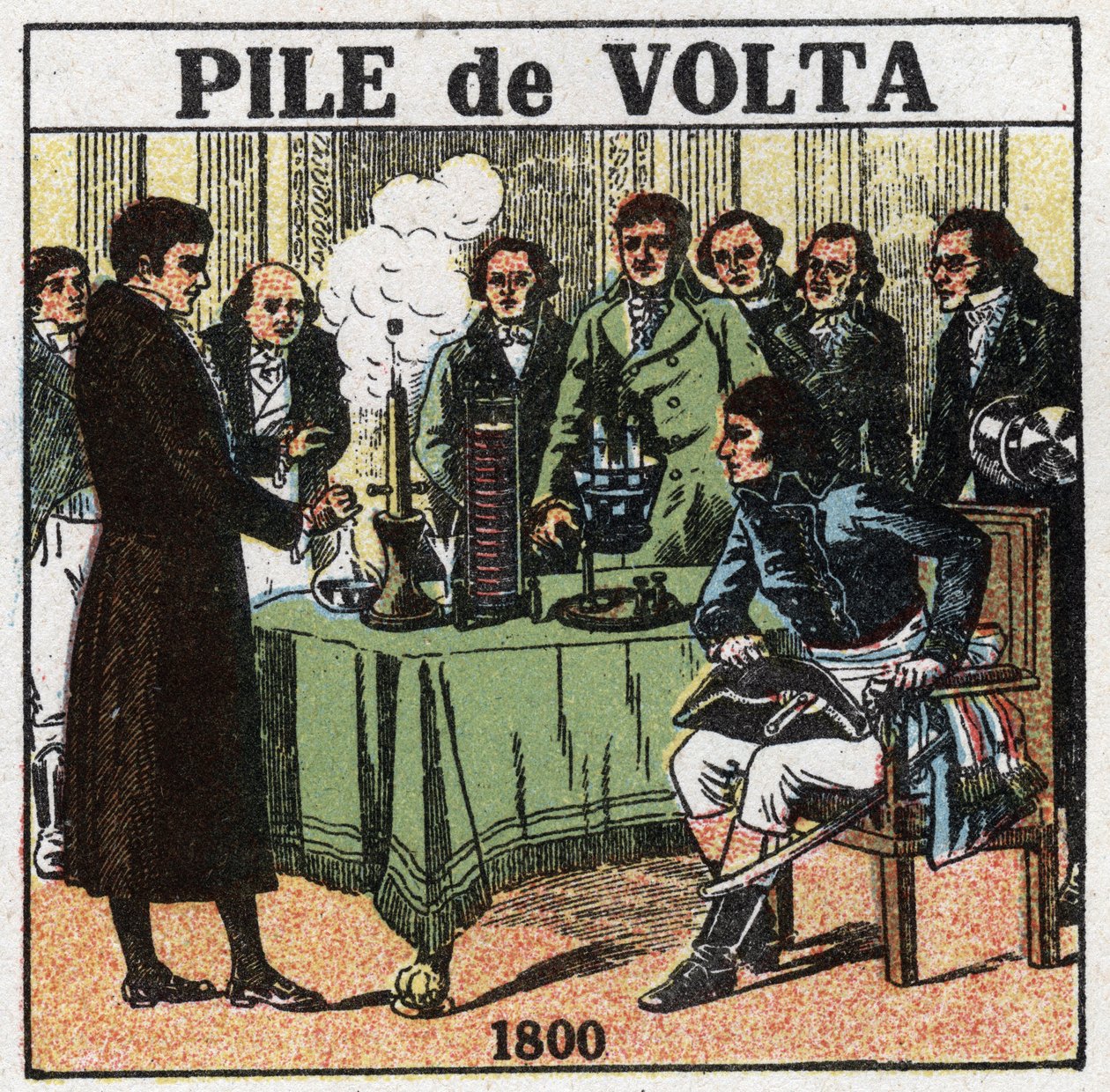 Batteries and accumulators: Alessandro Volta presented in 1801 to consul Napoleon Bonaparte by Anonymous Anonymous
