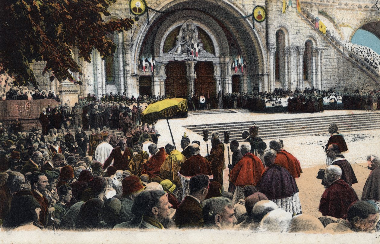 Benediction of the Sick in Front of the Rosary in Lourdes - Hautes Pyrenees around 1900 by Anonymous Anonymous