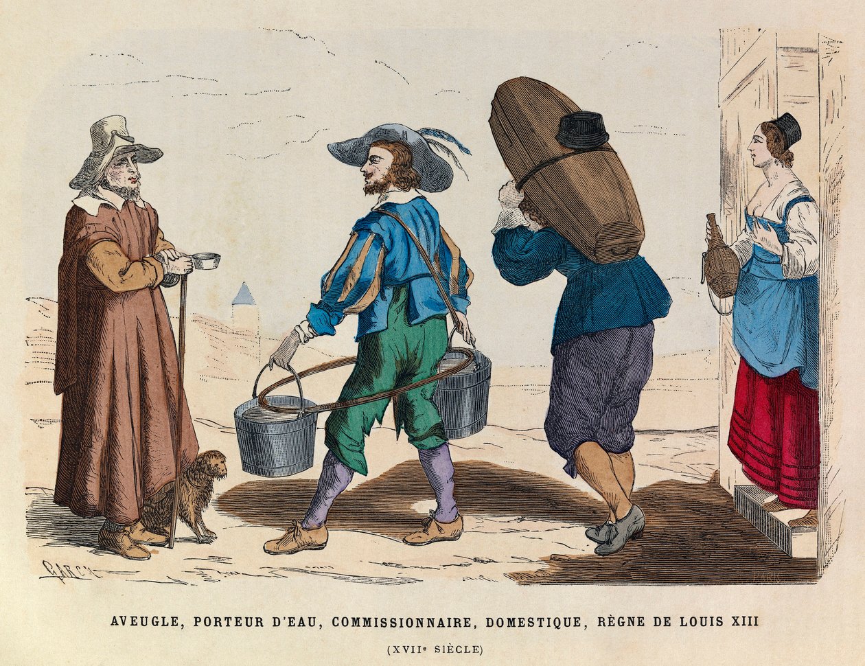 Blind Man, Water Carrier, Commissionaire and Domestic Servant, Reign of King Louis XIII of France 17th Century - Private Collection by Anonymous Anonymous