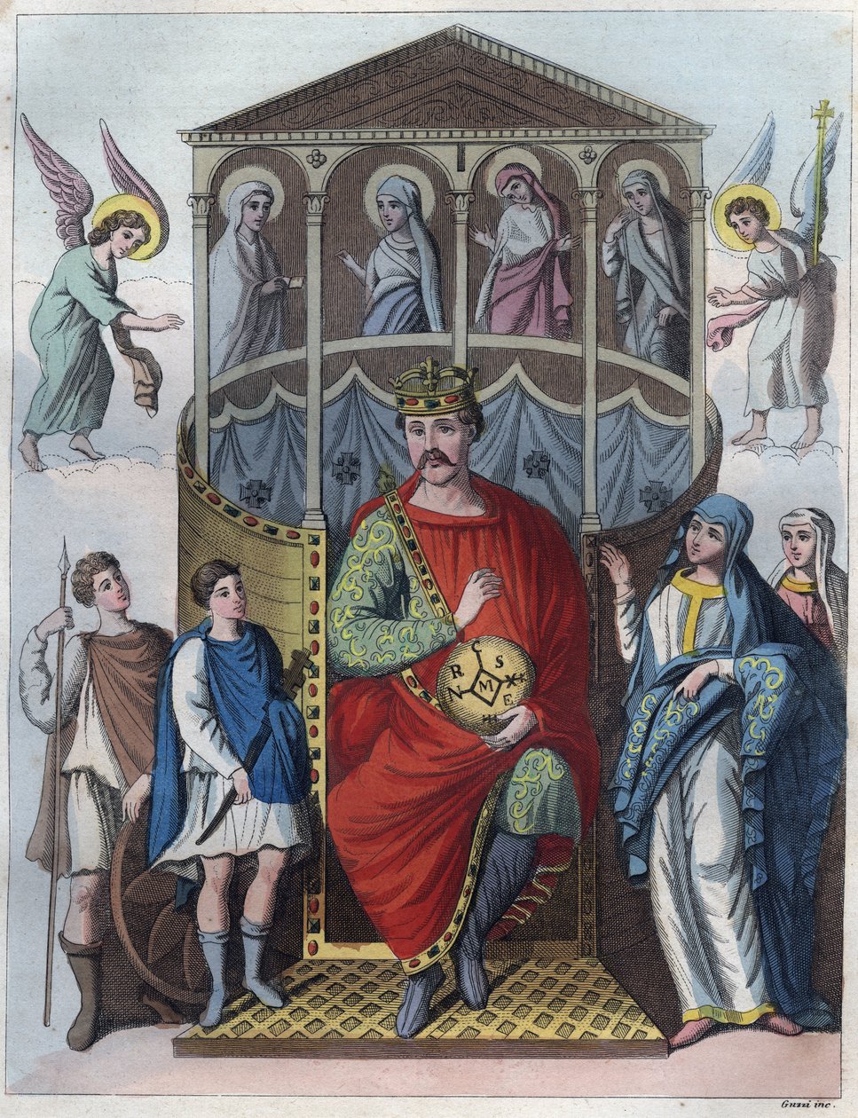 Charles the Bald, King of West Francia, Italy, and Holy Roman Emperor, 823 - Portrait of Charles II the Bald, King of France engraving from 