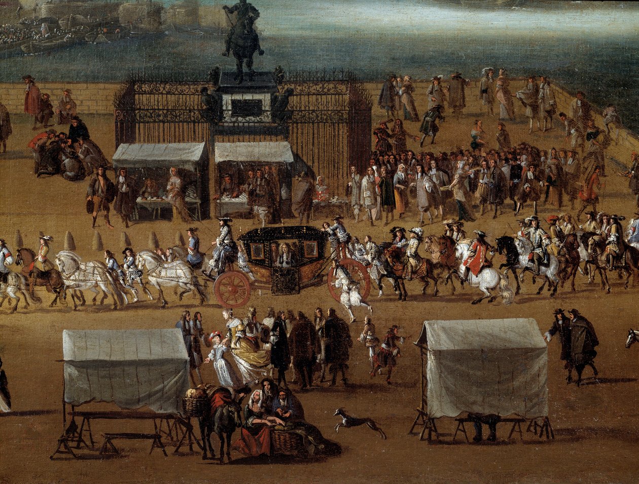 Cortege passing in front of the statue of Henri IV on the Pont Neuf in Paris in the 17th century (detail) by Anonymous Anonymous