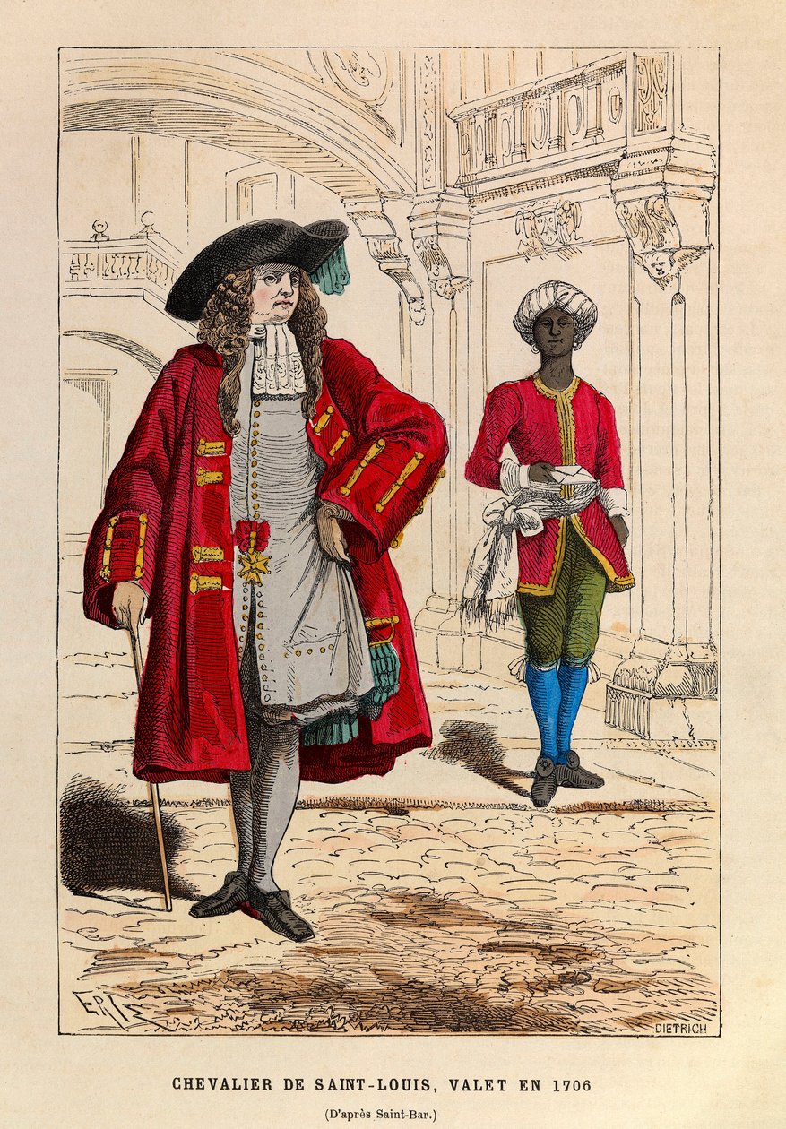 Costume of a Knight of Saint Louis Accompanied by His Valet in 1706 by Anonymous Anonymous
