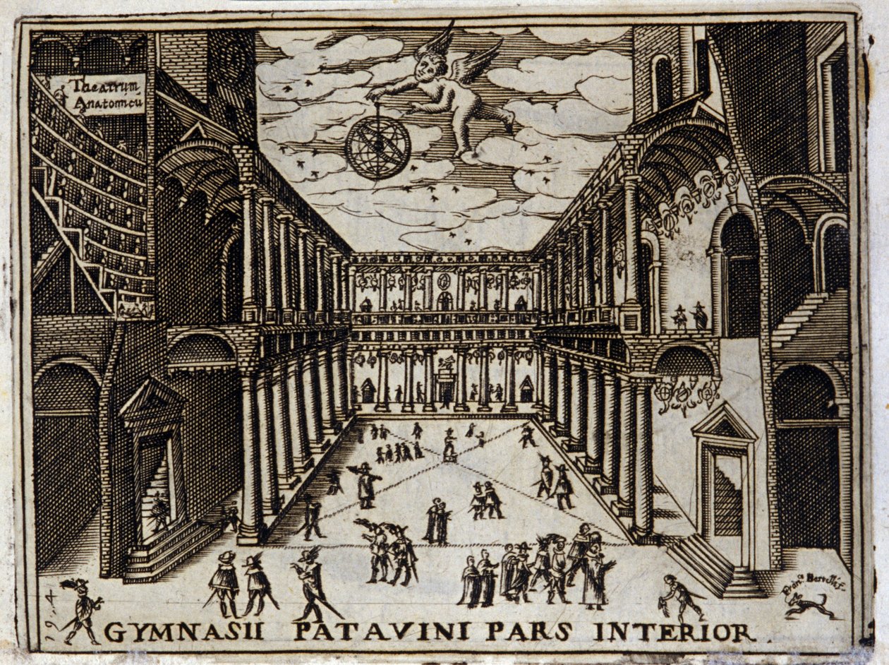 Court of the University of Padua in Italy in the 17th century. Anonymous engraving of the 17th century by Anonymous Anonymous