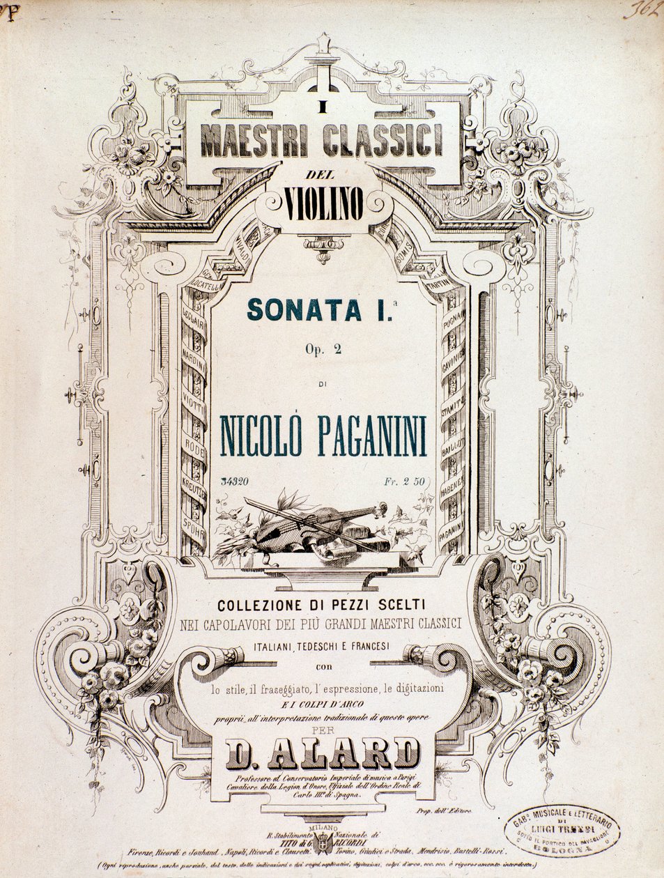 Cover of musical score of Sonata 1, op 2 by N Paganini by Anonymous Anonymous