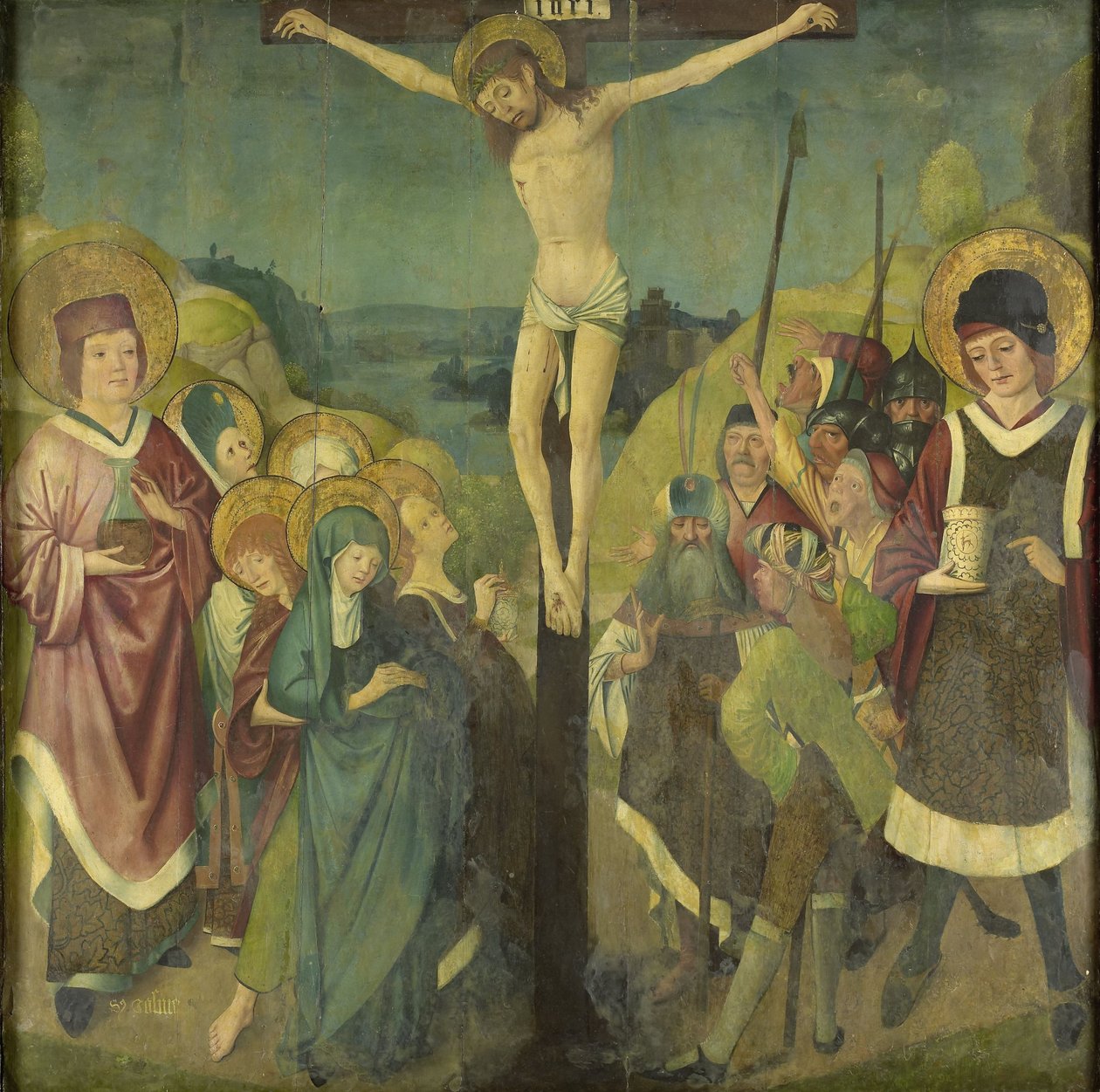 Crucifixion with Saints Cosmas and Damian by Anonymous Anonymous