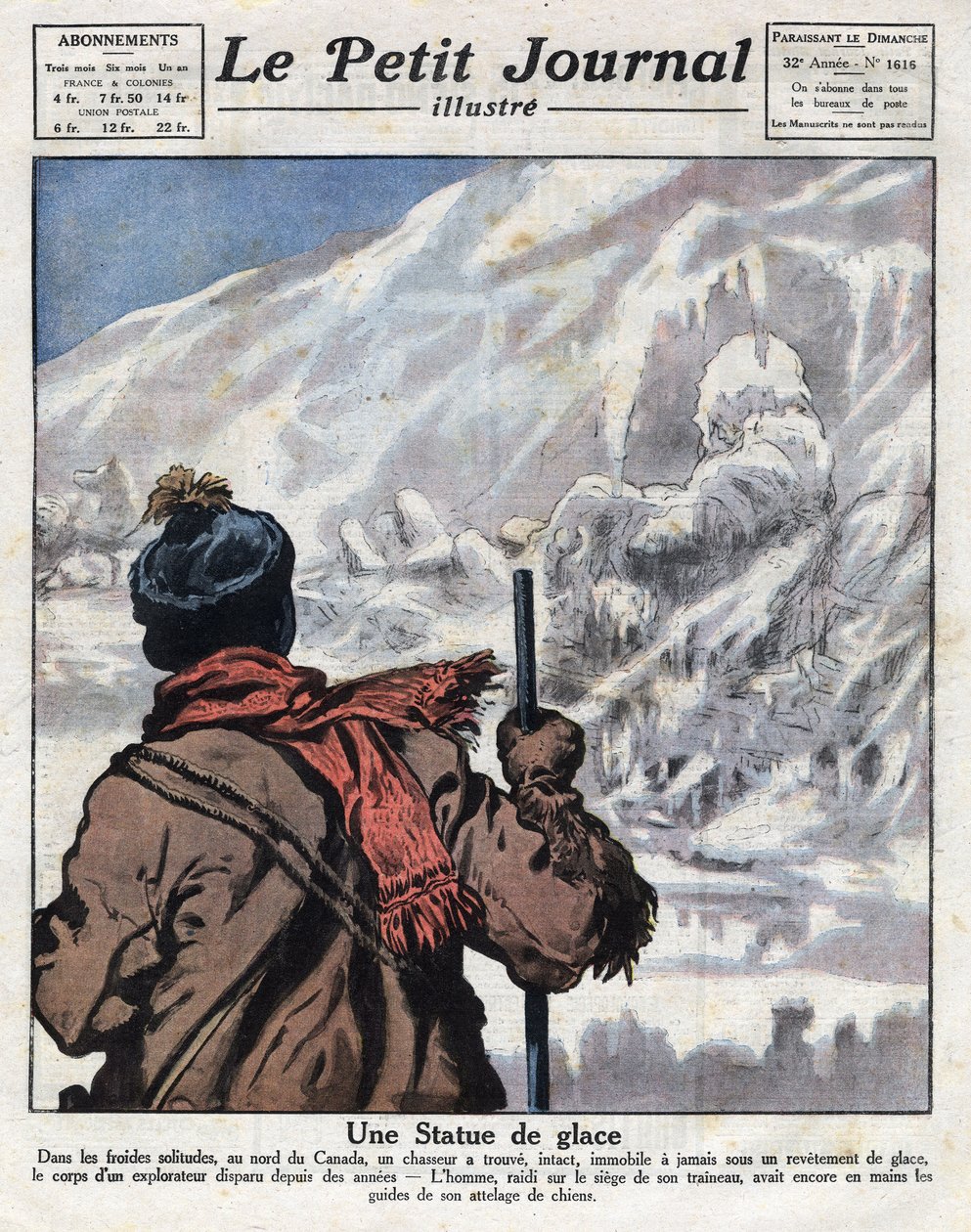 Discovery of the body of an explorer in the ice of Canada, disappeared for years. Illustration taken from 
