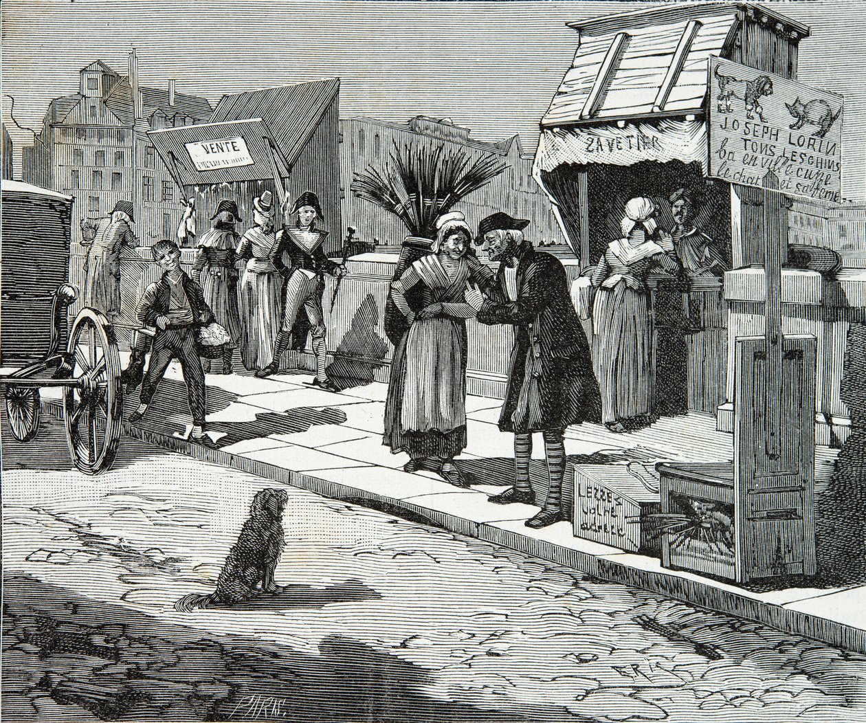 Dog Trimmers on the Pont Neuf of Paris Around 1796 by Anonymous Anonymous