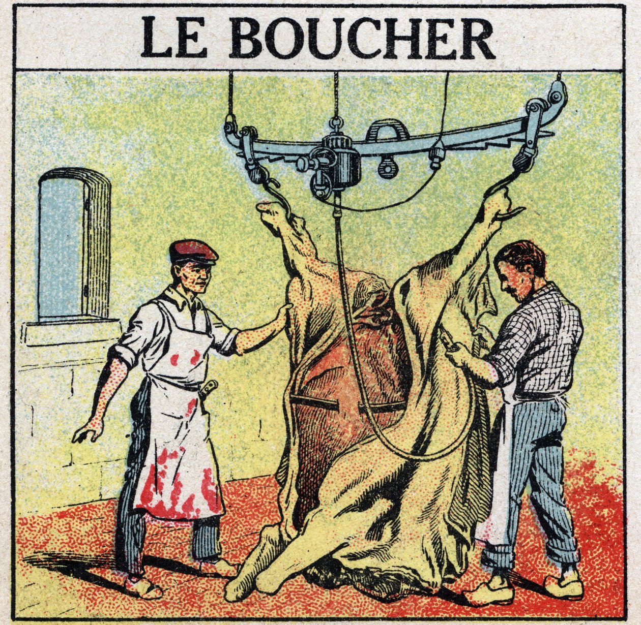 Electric tools: the butcher. Anonymous illustration of 1925. Private collection. by Anonymous Anonymous