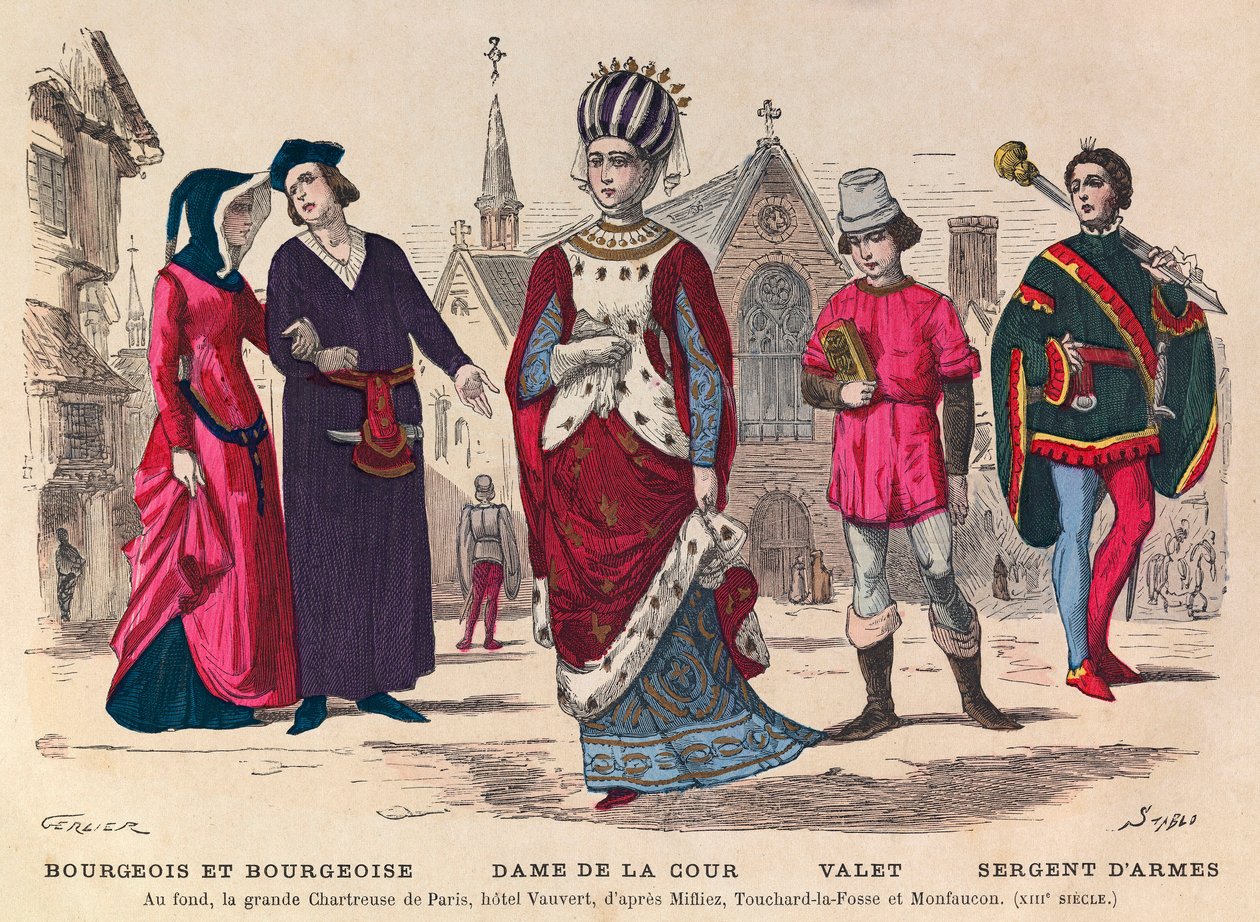Court Costumes in France During the 13th Century - Private Collection by Anonymous Anonymous