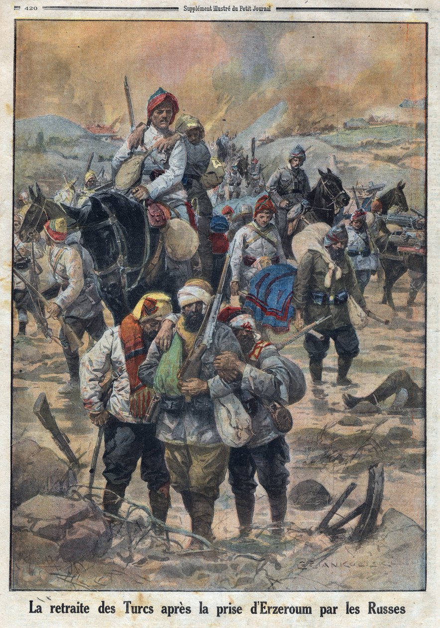 First World War 1914-1918. The retreat of the Turks after the Russians took Erzerum. In Le Petite Journal, on 27/02/1916. Private Collection by Anonymous Anonymous