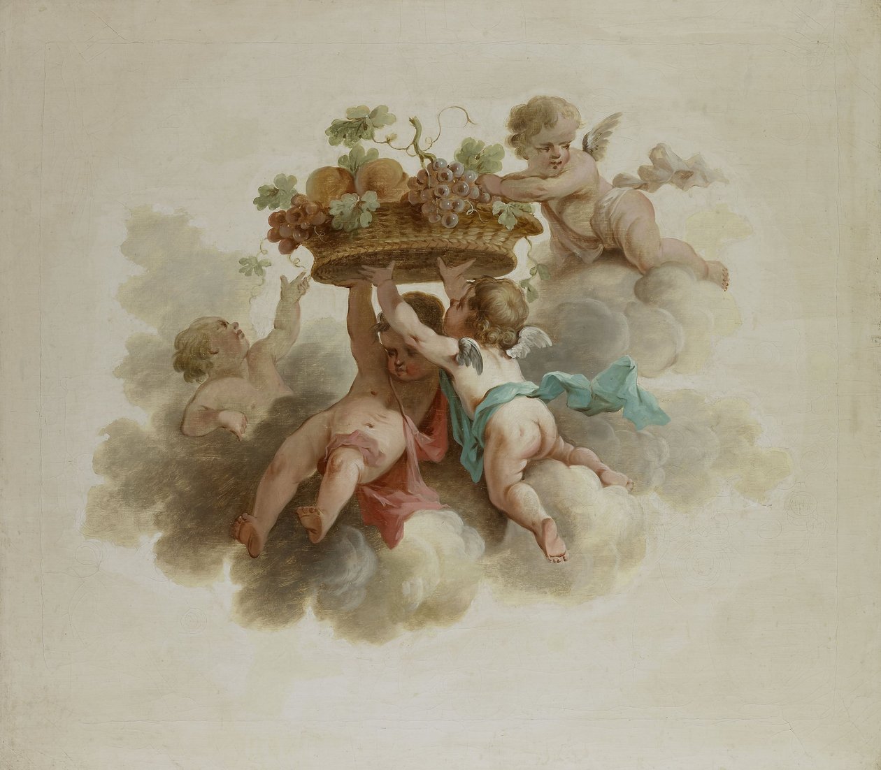 Four Putti Carrying a Fruit Basket by Anonymous Anonymous