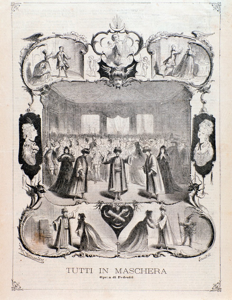 Frontispiece from Musical Score of Tutti in Maschera, Opera by Carlo Pedrotti by Anonymous Anonymous