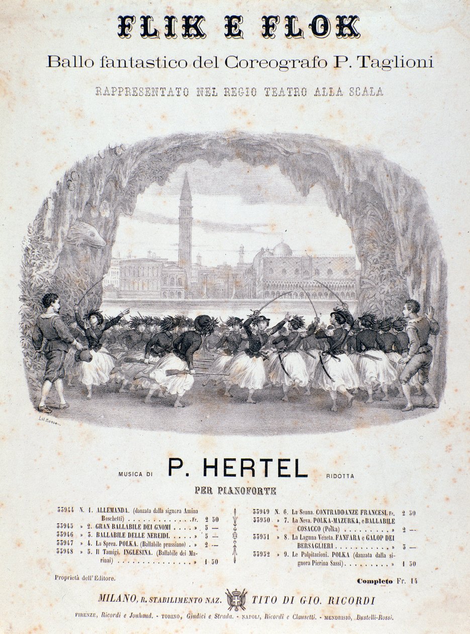 Frontispiece of musical score of Flik e Flok ballet by Filippo Taglioni by Anonymous Anonymous
