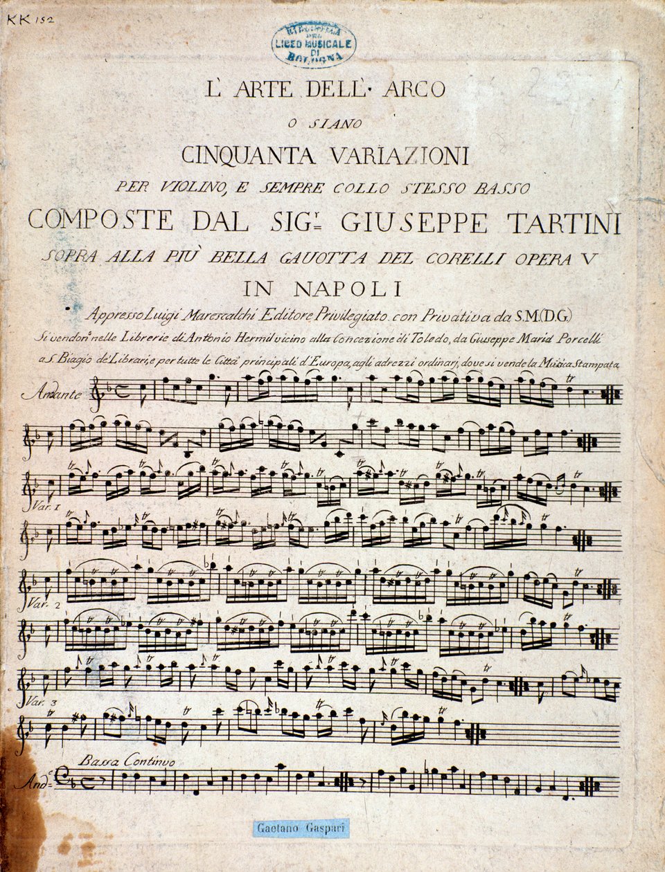 Frontispiece of musical score of 