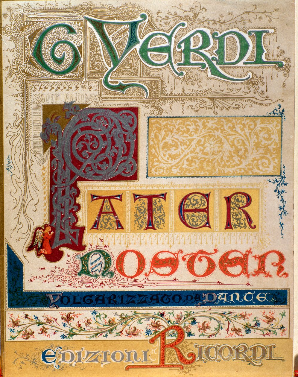 Frontispiece of musical score of Pater noster by Giuseppe Verdi by Anonymous Anonymous