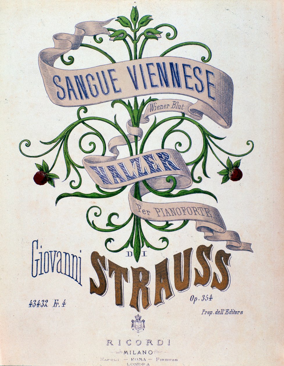 Frontispiece of musical score of Viennese Blood by Johann Strauss by Anonymous Anonymous
