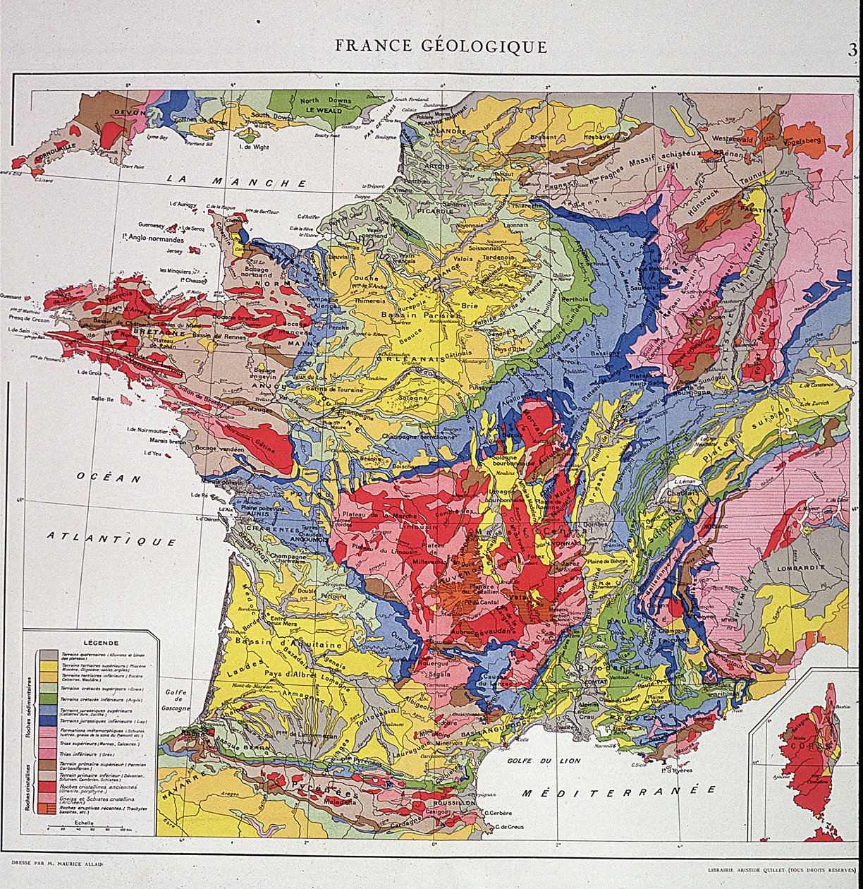 Geographic map: Geological France - Atlas of the 1950s by Anonymous Anonymous