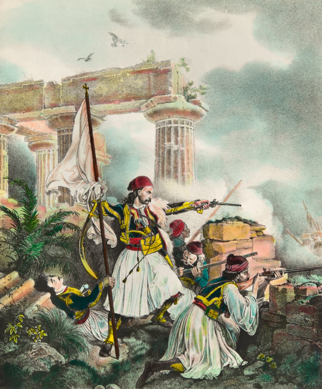Greek Independence War against the Ottoman Empire: the banner rises to Salona by Nickolaki Mitropolos after the uprising of 25/03/1821 by Anonymous Anonymous