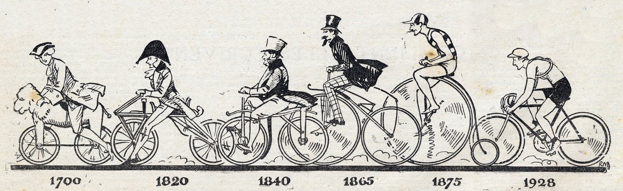 History of the bicycle: different models of bike from 1700 to 1928 by Anonymous Anonymous
