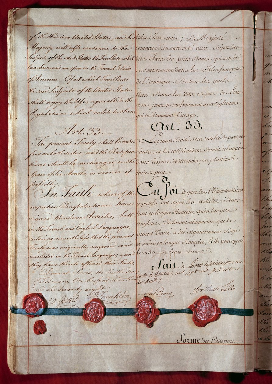 Independence of the United States: trade of friendship and trade between France and the United States (represented by Benjamin Franklin) dates from February 1778. Paris, Ministry of Foreign Affairs by Anonymous Anonymous