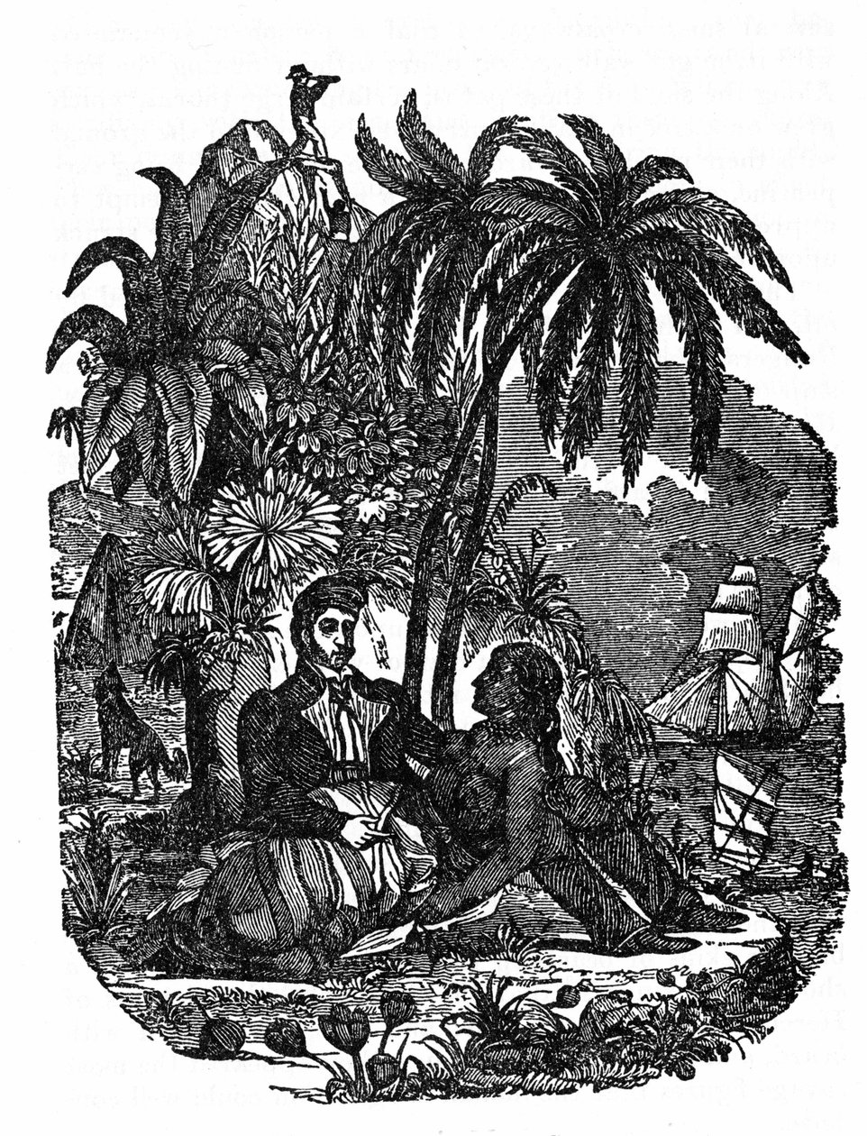 The life of pirates on the island of Madagascar. Engraving of The pirate