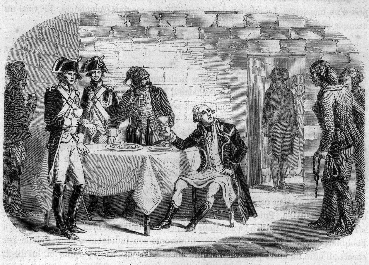 Last moment of Duke Armand Louis de Gontaut de Biron, general-in-chief of the Armees of the Rhine and Var; died 1793 - Engraving in “Histoire des Girondins” by Alphonse de Lamartine (1790-1869) 1865-1866. Private Collection by Anonymous Anonymous