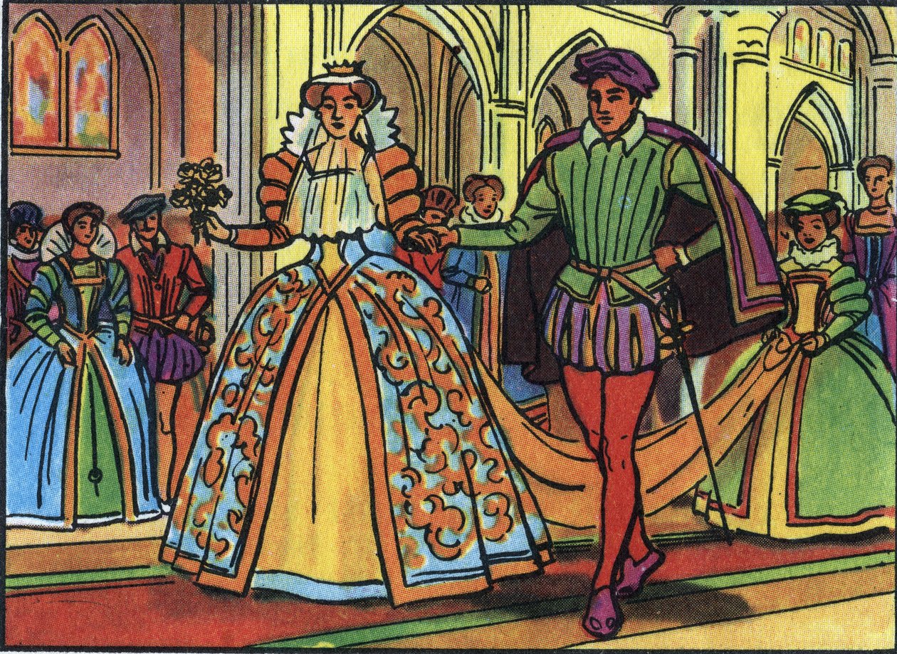 Marriage of Mary I Stuart (1542-1587) and Francis II (1544-1560) in 1558. Anonymous Illustration in 