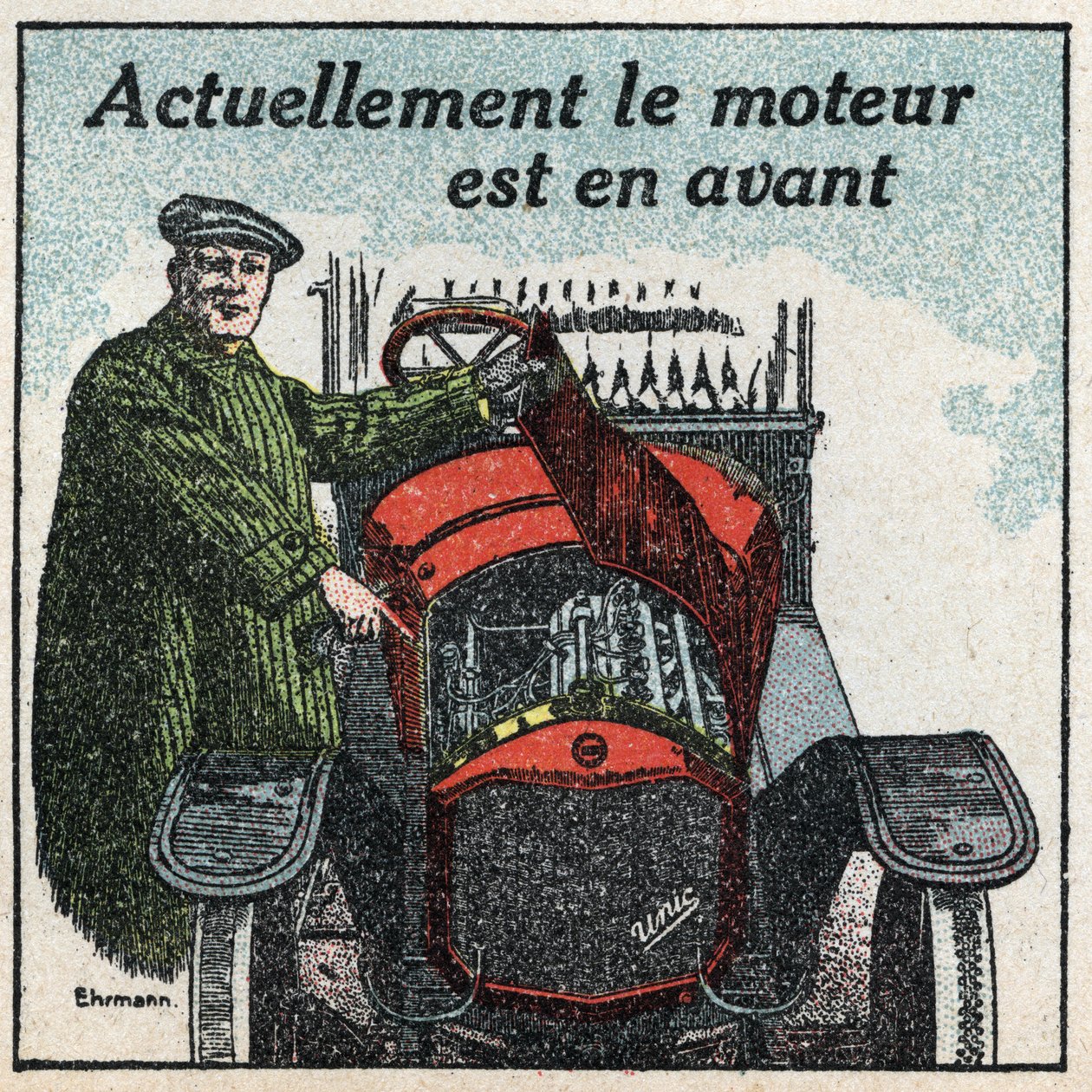 Mechanical traction: the motor of the 1920s is ahead. Anonymous illustration from 1925. Private collection. by Anonymous Anonymous