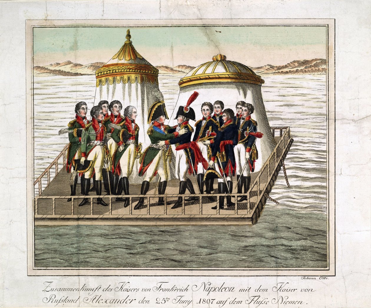 Meeting of Emperors Alexander I of Russia and Napoleon I of France at the Neman near Tilsit by Anonymous Anonymous
