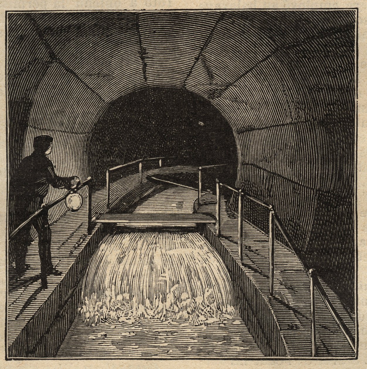 Menilamount Reservoir - Paris - 1890 - engraving by Anonymous Anonymous