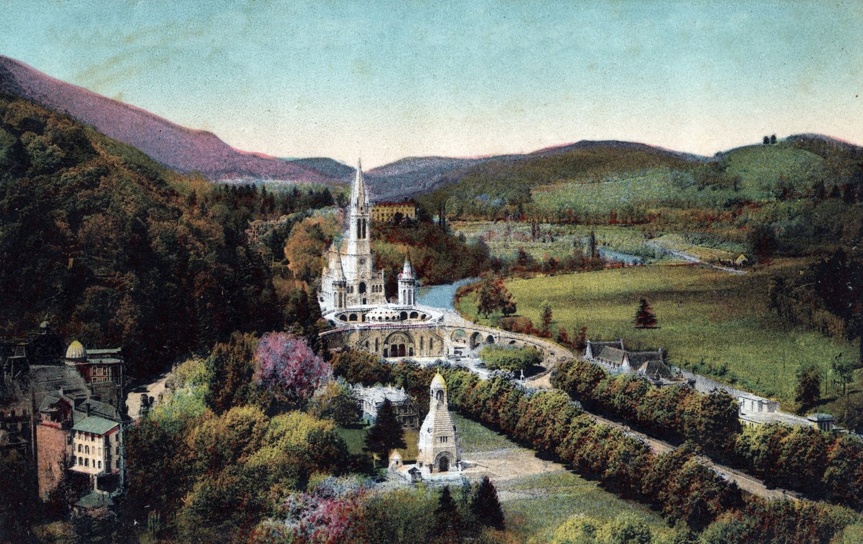 Overview of the Basilica and Calvary in Lourdes - Hautes Pyrenees (65) around 1900 by Anonymous Anonymous