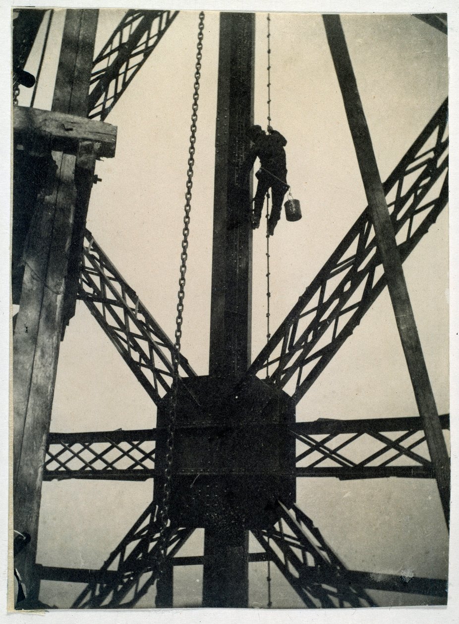 Painter on the Eiffel Tower in 1889, Paris by Anonymous Anonymous