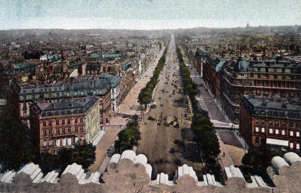 Paris: view of the Avenue des Champs Elysees taken from the Arc de Triomphe, Place de l