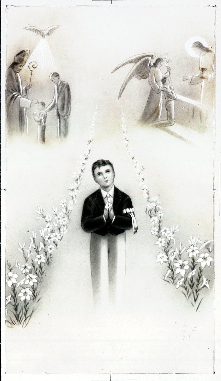 Pious Image: Catholic Education of a Little Boy, Communion and Profession of Faith by Anonymous Anonymous