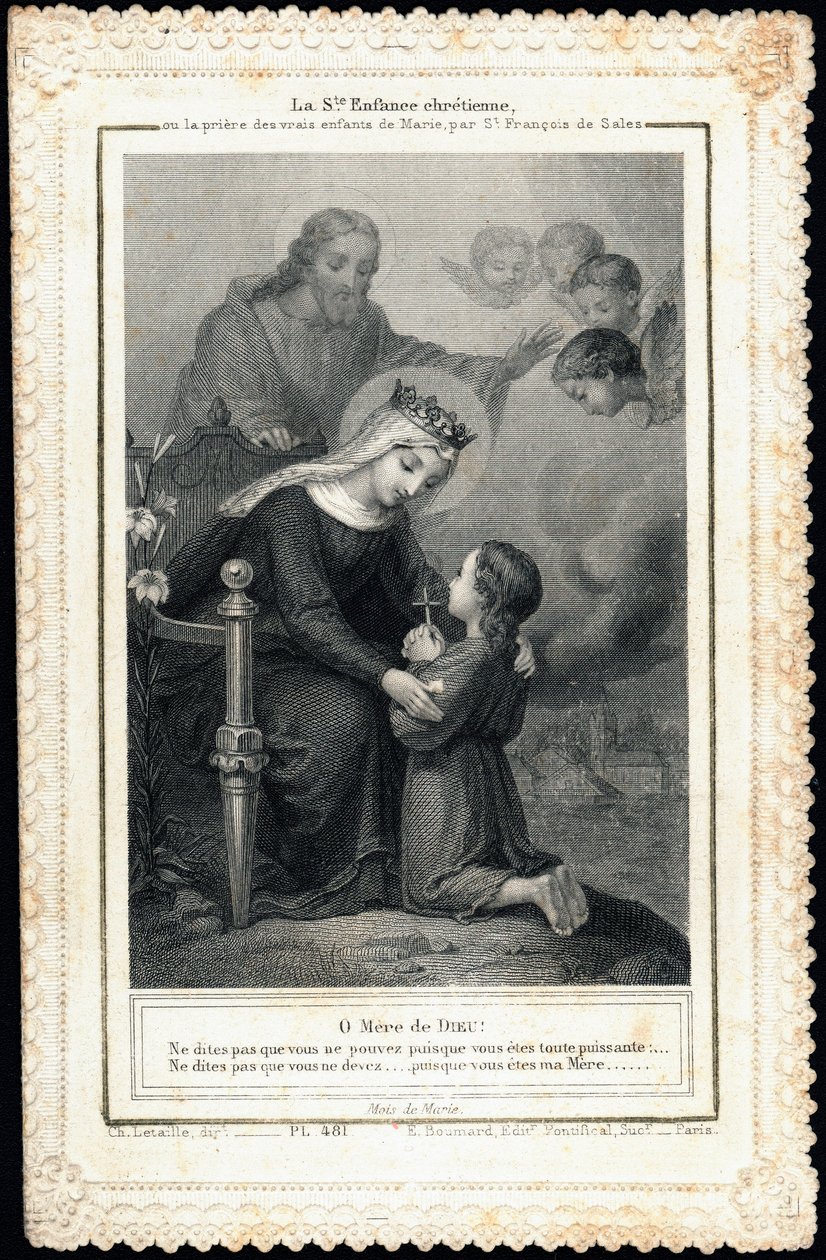 Pious Image: Holy Christian Childhood, or the Prayer of the True Children of Mary, by Saint Francois de Sales by Anonymous Anonymous