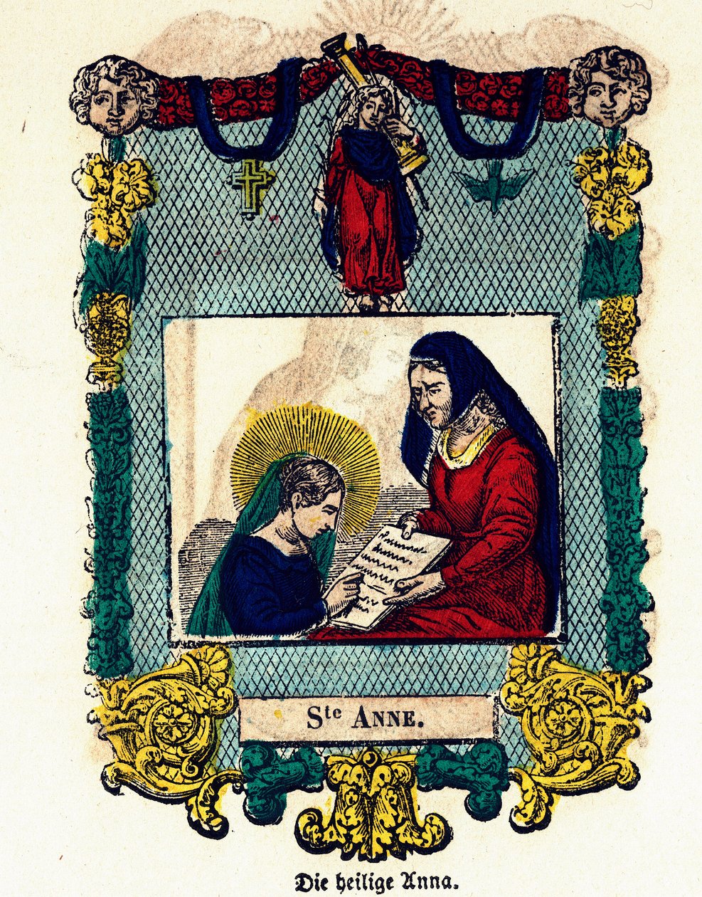 Pious image: Saint Anne. Engraving of the 19th century by Anonymous Anonymous